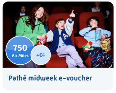 Pathe cinema ticket available for redemption with Dutch Airmiles, exemplifying how to earn and save effortlessly on everyday purchases with Airmiles program.