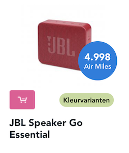 Portable speaker from JBL redeemable with Dutch Airmiles, highlighting how to earn and save effortlessly on everyday purchases with the Airmiles program.