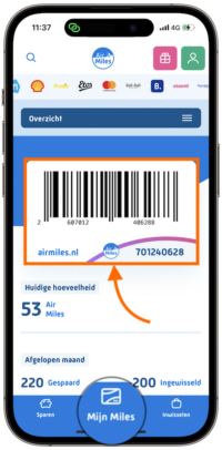 Airmiles App Screen 1