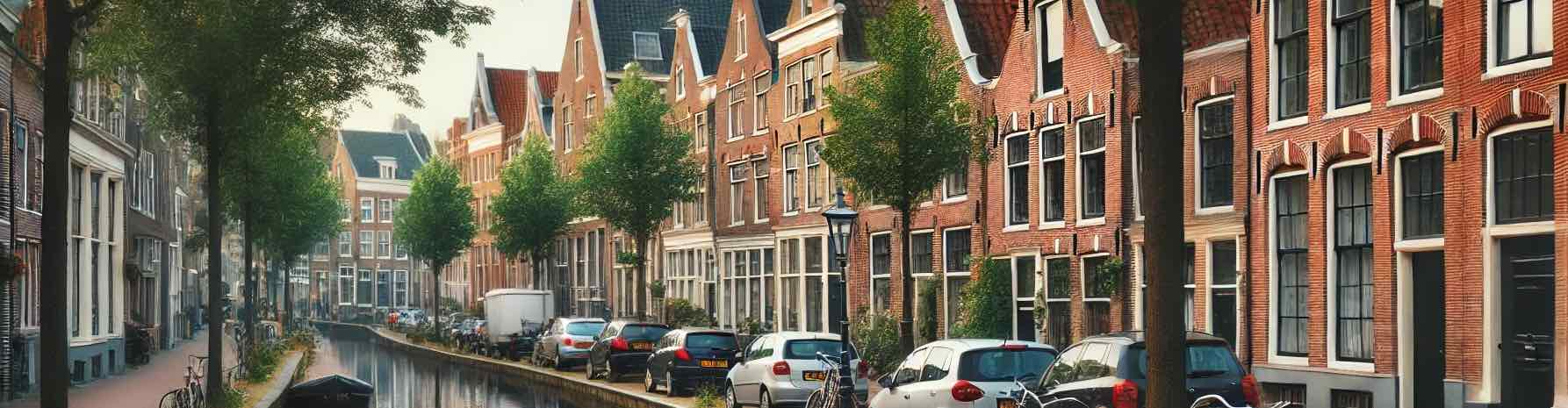 Kids playing on a street in a Dutch residential neighborhood with traditional houses, symbolizing potential savings on mortgage rates.